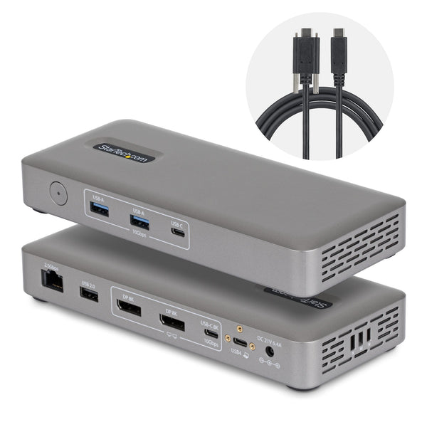 StarTech.com USB4 Dockingstation, treiberloser Dual 4K 144Hz für Mac und Windows, Universelles USB-C Dock mit DisplayPort, 100W PD und 2,5GbE