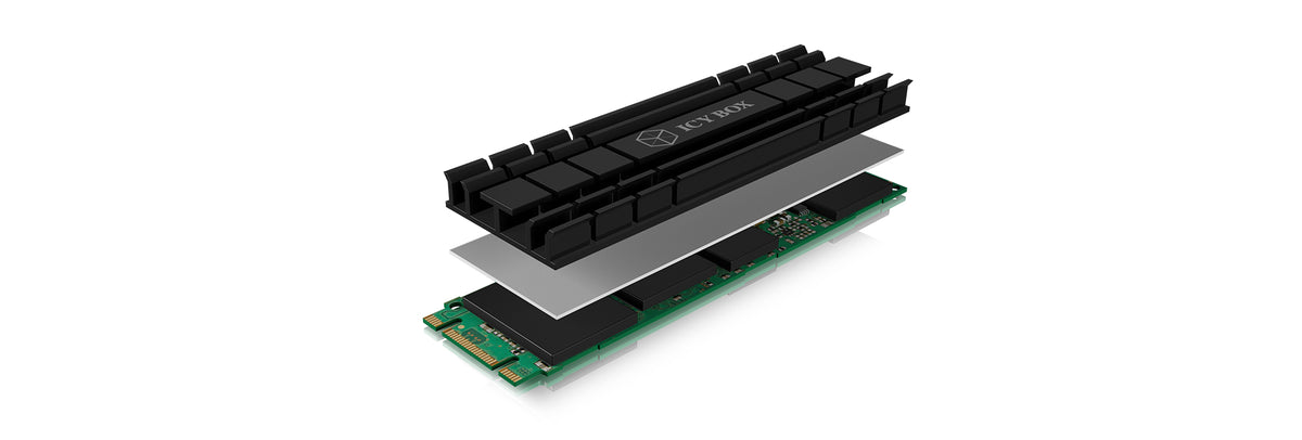 ICY BOX IB-M2HS-701, Kühlkörperset für M.2 2280 SSD, für PC/PS5, Aluminium, 5 mm dick
