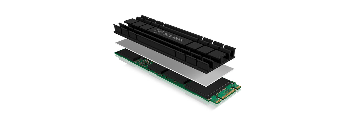 ICY BOX IB-M2HS-701, Kühlkörperset für M.2 2280 SSD, für PC/PS5, Aluminium, 5 mm dick