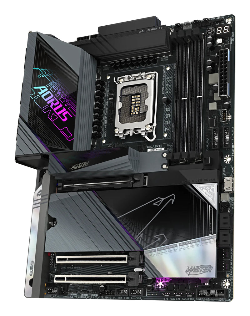 GIGABYTE Z890 AORUS MASTER Mainboard - Unterstützt Intel Core Ultra (Serie 2) CPUs, 18+1+2 Phasen VRM, bis zu 9500MHz DDR5 (OC), 2xPCIe 5.0 + 3xPCIe 4.0, Wi-Fi 7, 10GbE LAN, Thunderbolt 4