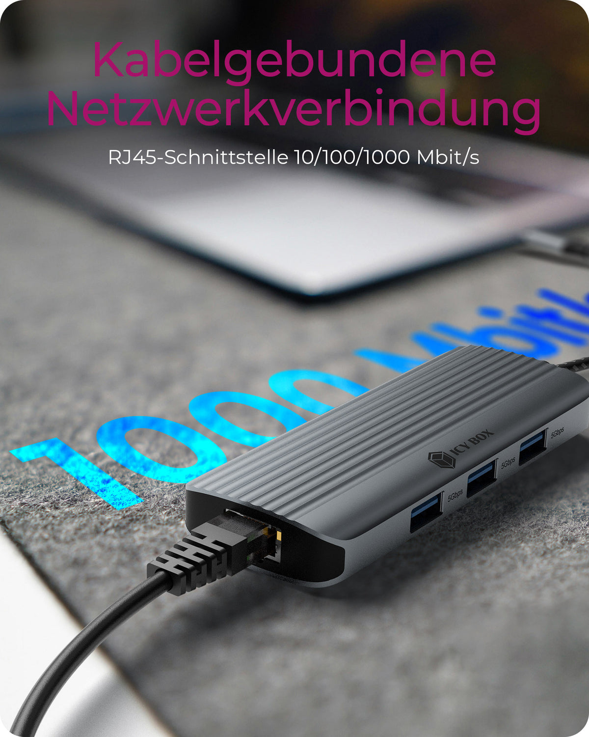ICY BOX IB-DK4034a-CPD, 6 in 1 docking station, HDMI 4K60Hz, 3× USB-A USB 3.2 Gen1 5 Gbps, 1×RJ45 1Gbit/s, 1×USB-C für PD3.0 100W