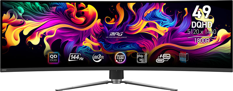 MSI MPG 491CQP QD-OLED Computerbildschirm 124,5 cm (49") 5120 x 1440 Pixel Dual WQHD Schwarz