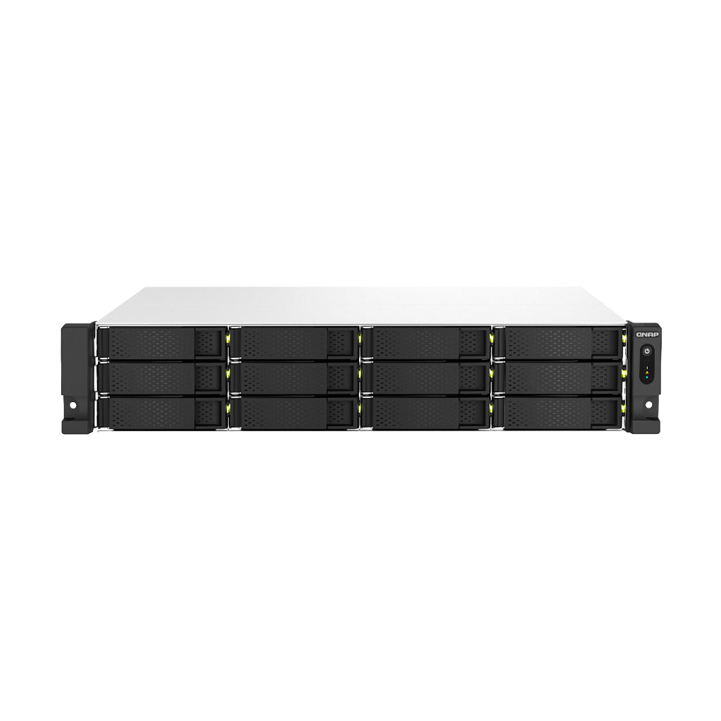 QNAP TS-1264U-RP NAS Rack (2U) Intel® Celeron® 8 GB DDR4 0 TB QNAP QTS Aluminium, Schwarz