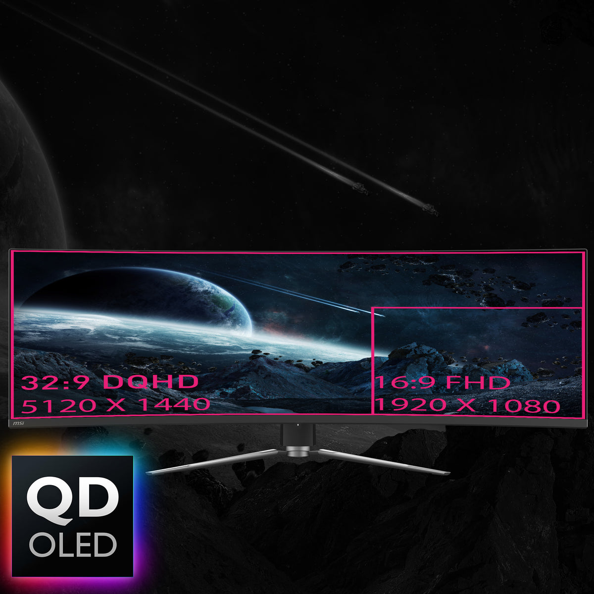 MSI MPG 491CQPDE QD-OLED Computerbildschirm 124,5 cm (49") 5120 x 1440 Pixel Dual QHD Schwarz