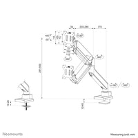 Neomounts DS70-450BL1 Monitorarm 17-42" - Gasfeder - Topfix - 180°-Stopp