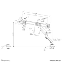 Neomounts DS75-450WH2 Monitorarm 17-32" - Gasfeder - Topfix - 180°-Stopp