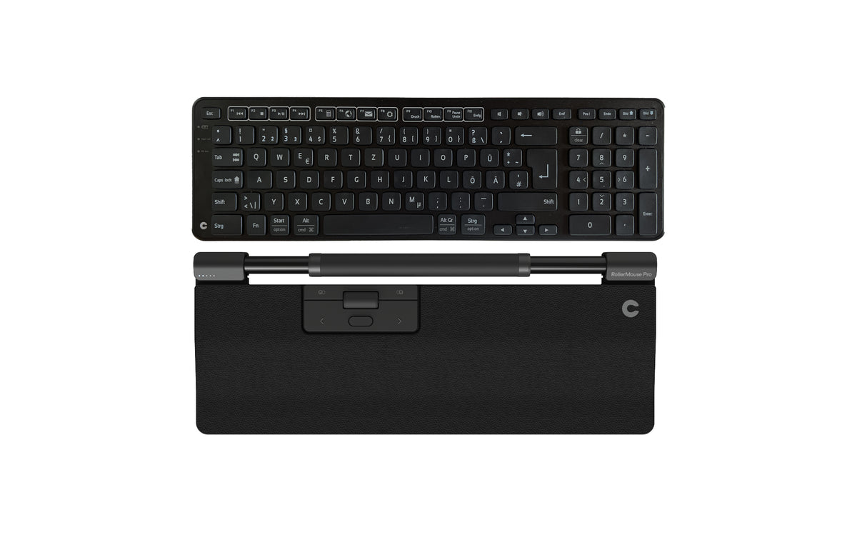 Contour Design RollerMouse Pro Regular veganem Leder + Balance Keyboard BK - Drahtlos - DE Version