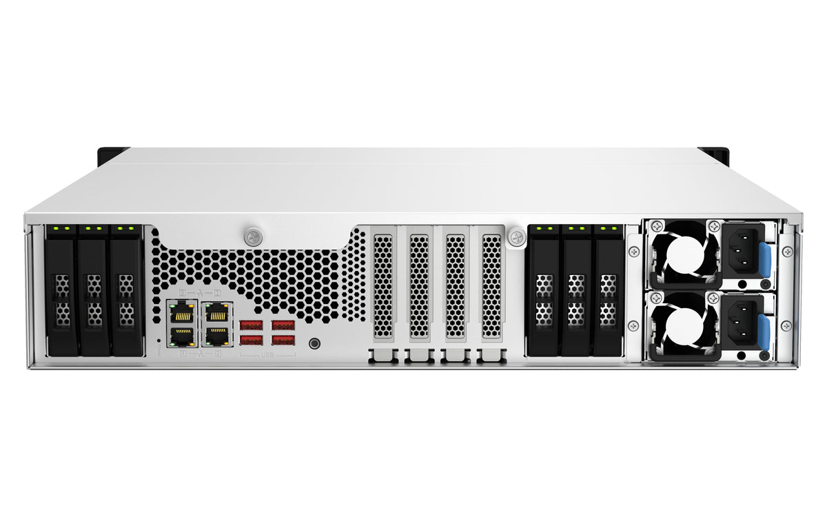 QNAP TS-H1887XU-RP NAS Rack (2U) Intel Xeon E E-2336 32 GB DDR4 0 TB QuTS hero Schwarz, Weiß
