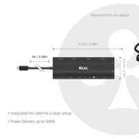 CLUB3D 12-in-1 USB-C® auf Triple HDMI™ Hub DP2.1 PD3.0 100W 1m