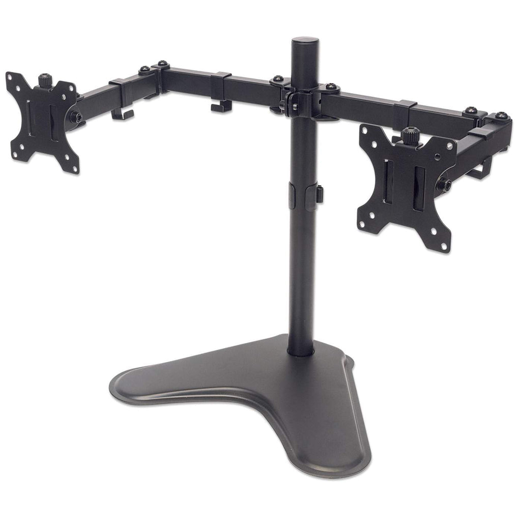 Manhattan Standfuß mit Monitorarm für zwei Displays, Für zwei Displays von 13" bis 32" und bis zu 8 kg, zweifach schwenkbar, schwarz