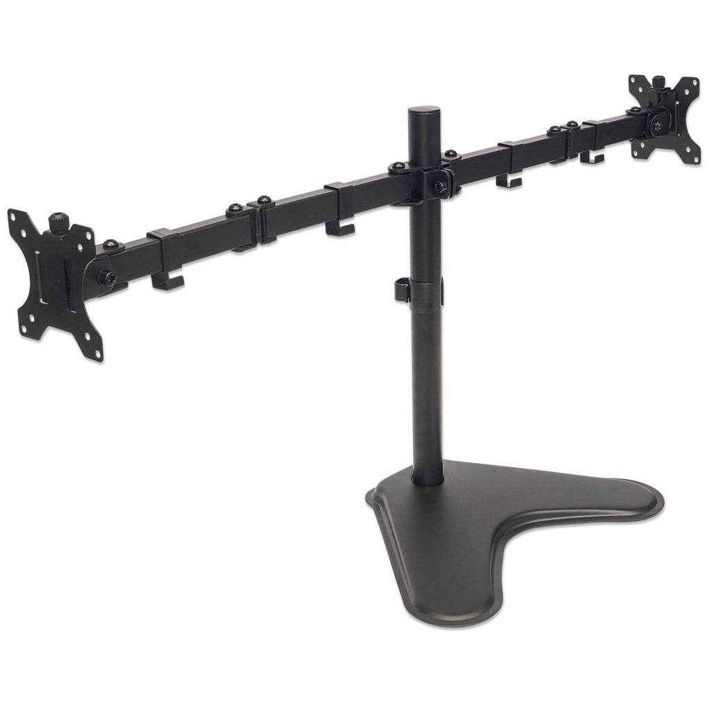 Manhattan Standfuß mit Monitorarm für zwei Displays, Für zwei Displays von 13" bis 32" und bis zu 8 kg, zweifach schwenkbar, schwarz