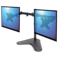 Manhattan Standfuß mit Monitorarm für zwei Displays, Für zwei Displays von 13" bis 32" und bis zu 8 kg, zweifach schwenkbar, schwarz