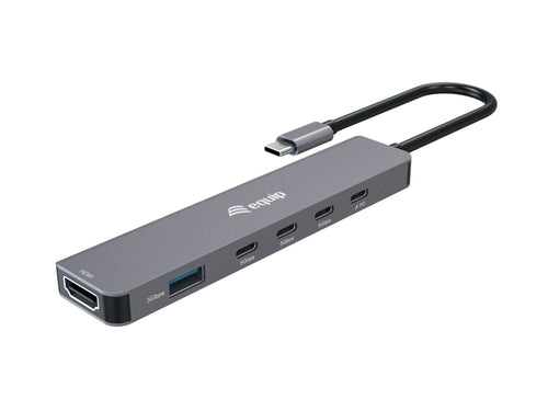Equip USB-C 6-in-1-Multifunktionsadapter, HDMI 4K/30Hz, USB-C x 4, USB-A x 1, 5 Gbit/s, 100 W USB PD