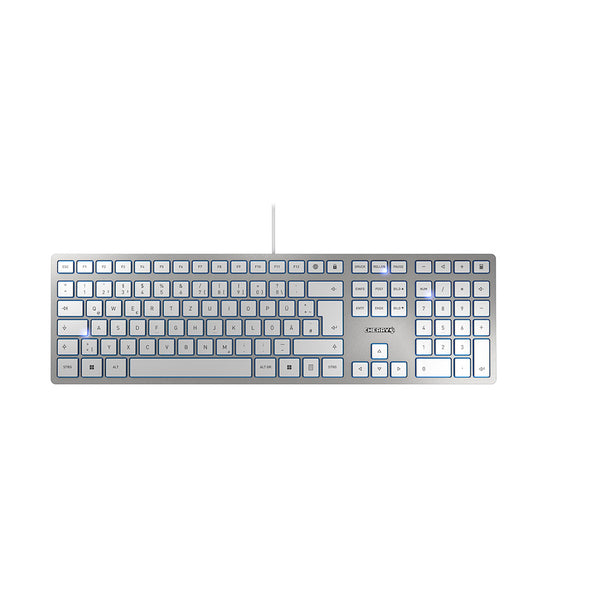 CHERRY KC 6000 SLIM Kabelgebundene Tastatur, Silber/ Weiß, USB (QWERTZ - DE)