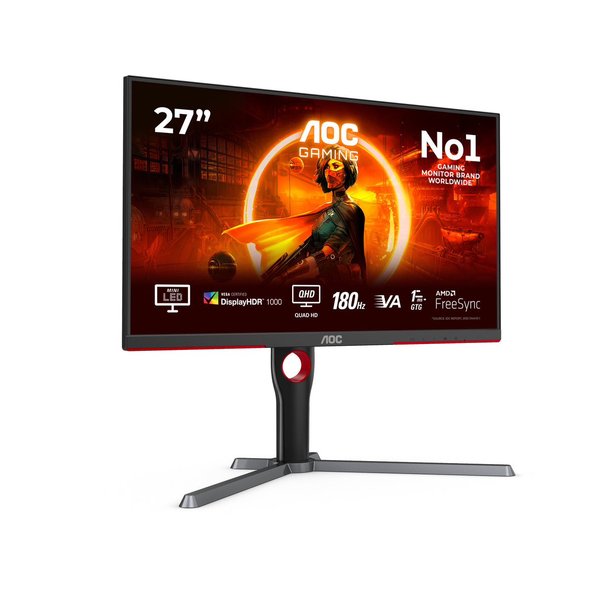 AOC G3 Q27G3XMN/BK Computerbildschirm 68,6 cm (27") 2560 x 1440 Pixel 2K Ultra HD LED Schwarz, Rot