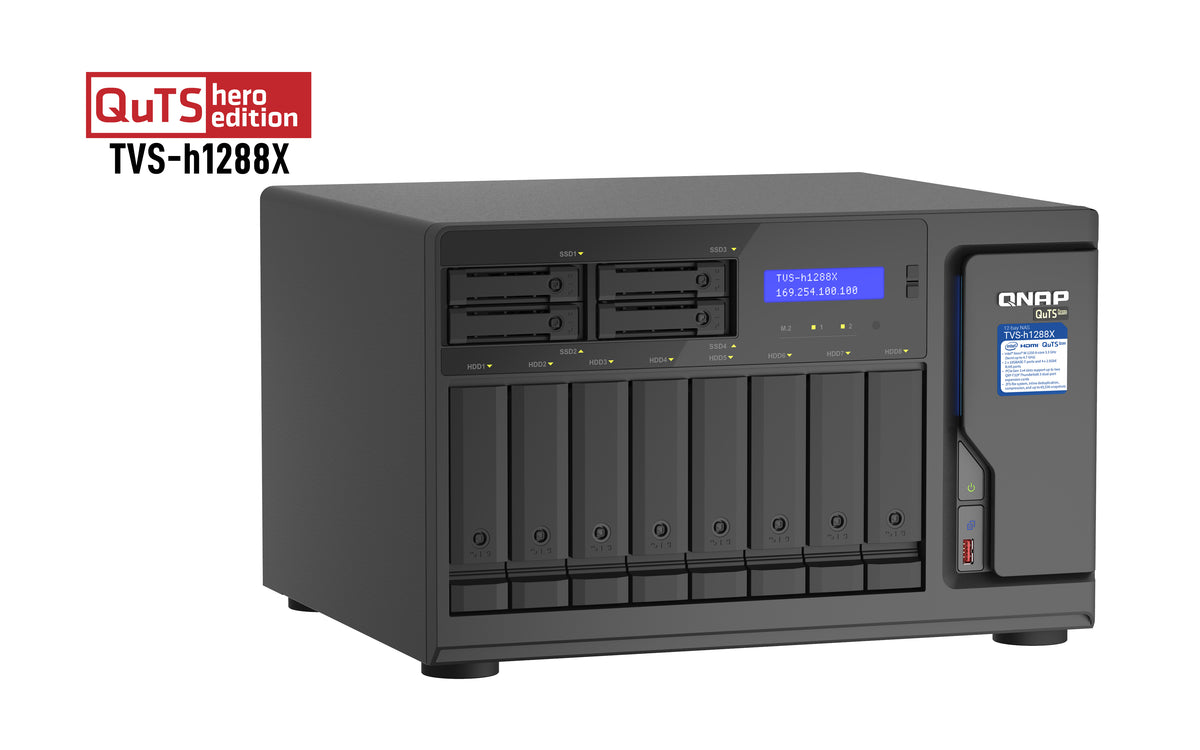 QNAP TVS-h1288X NAS Tower Intel® Xeon® W-1250 16 GB DDR4 0 TB QuTS hero Schwarz