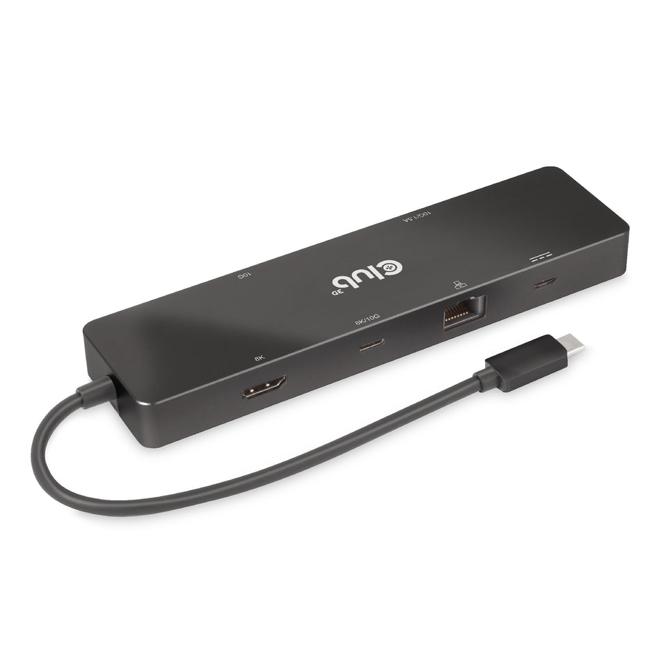 CLUB3D 6-en-1 USB3.2 Gen2 Type-C Double Écran Portable Dock avec Vidéo USB Type-C 4K60Hz