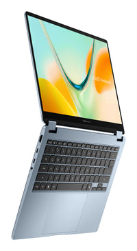 ASUS Vivobook S14 Flip TP5408QA-U2114W Copilot+ PC Snapdragon X1-26-100 Hybrid (2-in-1) 35,6 cm (14") Touchscreen WUXGA 16 GB LPDDR5x-SDRAM 512 GB SSD Wi-Fi 6E (802.11ax) Windows 11 Home Blau