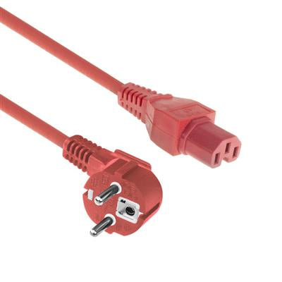 ACT Stromkabel Netzstecker CEE 7/7 Stecker (abgewinkelt) - C15 rot 1 m