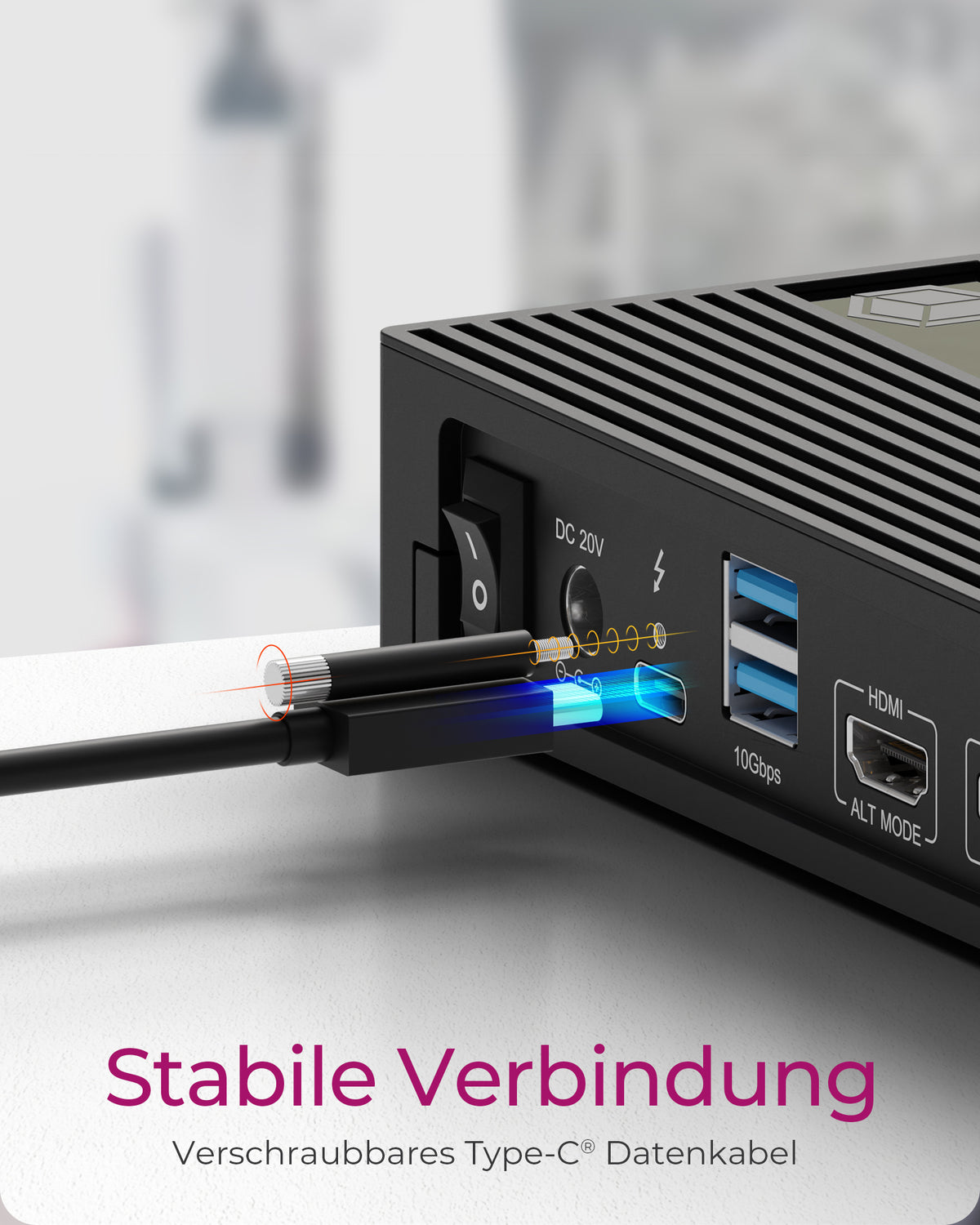 ICY BOX IB-DK2246AC, DisplayLink Notebook DockingStation, DisplayLink® und DP Alt Mode, 2x DisplayPort™ oder 2x HDMI® plus 1x HDMI® Schnittstelle bis zu 4096