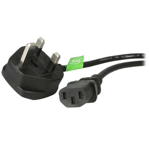 StarTech STARTECH.COM 6ft 1,8m UK Computer Power Cable 18AWG BS 1363 to C13 10A 250V Black