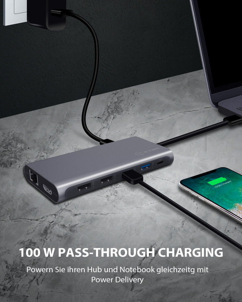 ICY BOX IB-DK4050-CPD, 12 in 1 USB Type-C® Notebook DockingStationk 2x HDMI 4K60Hz, 1x DP 4k60Hz