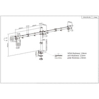 Manhattan Tischhalterung mit Monitorarm für drei Displays, Geeignet für drei Displays von 13" bis 27", einer zentral montiert, zwei auf den Monitorarmen, zweifach schwenkbar