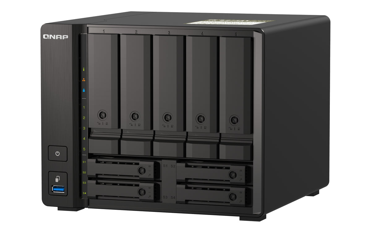 QNAP TS-H973AX NAS Tower Ryzen Embedded V1500B 32 GB DDR4 0 TB QuTS hero Schwarz