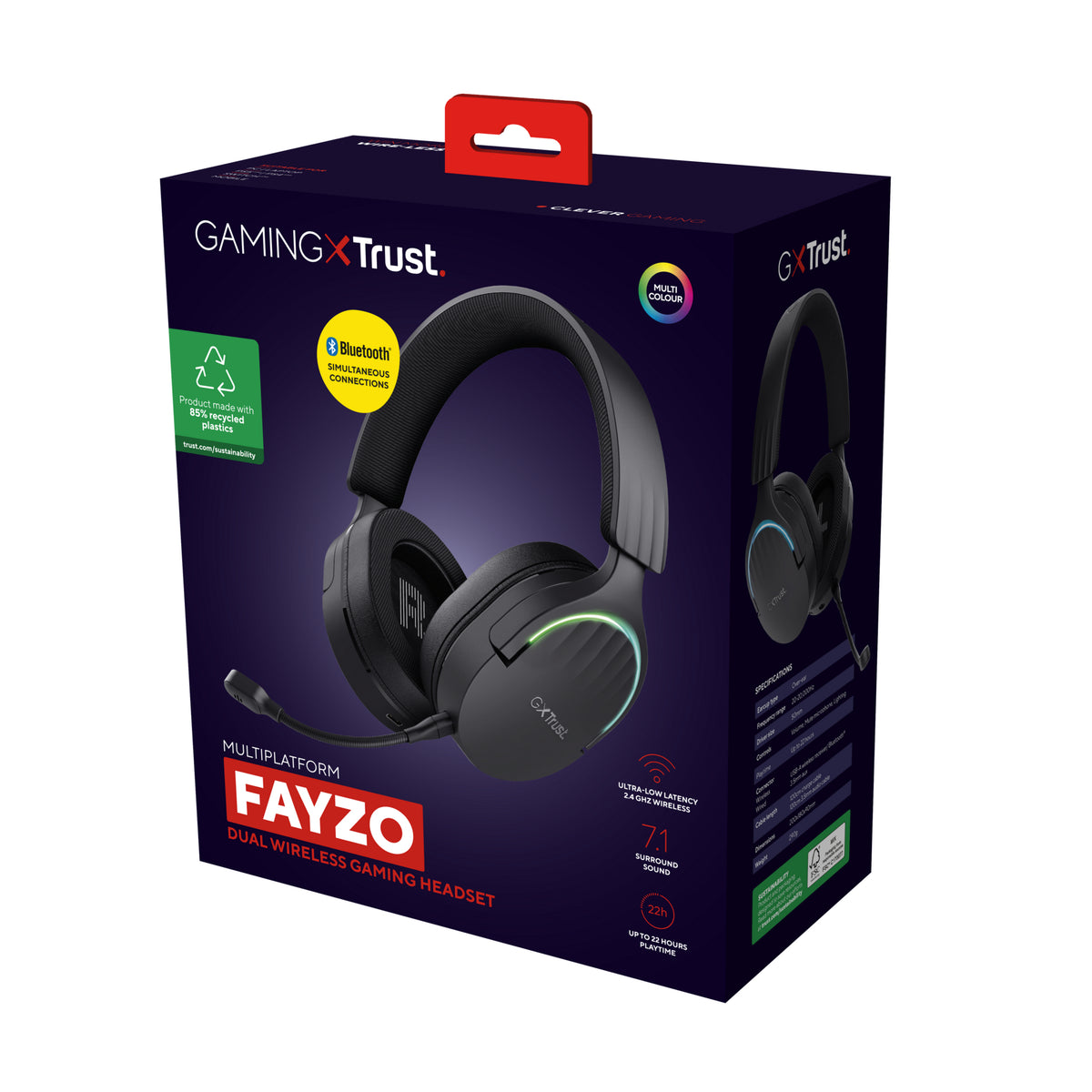 Trust GXT 491 Fayzo Kopfhörer Verkabelt & Kabellos Kopfband Gaming USB Typ-C Bluetooth Schwarz