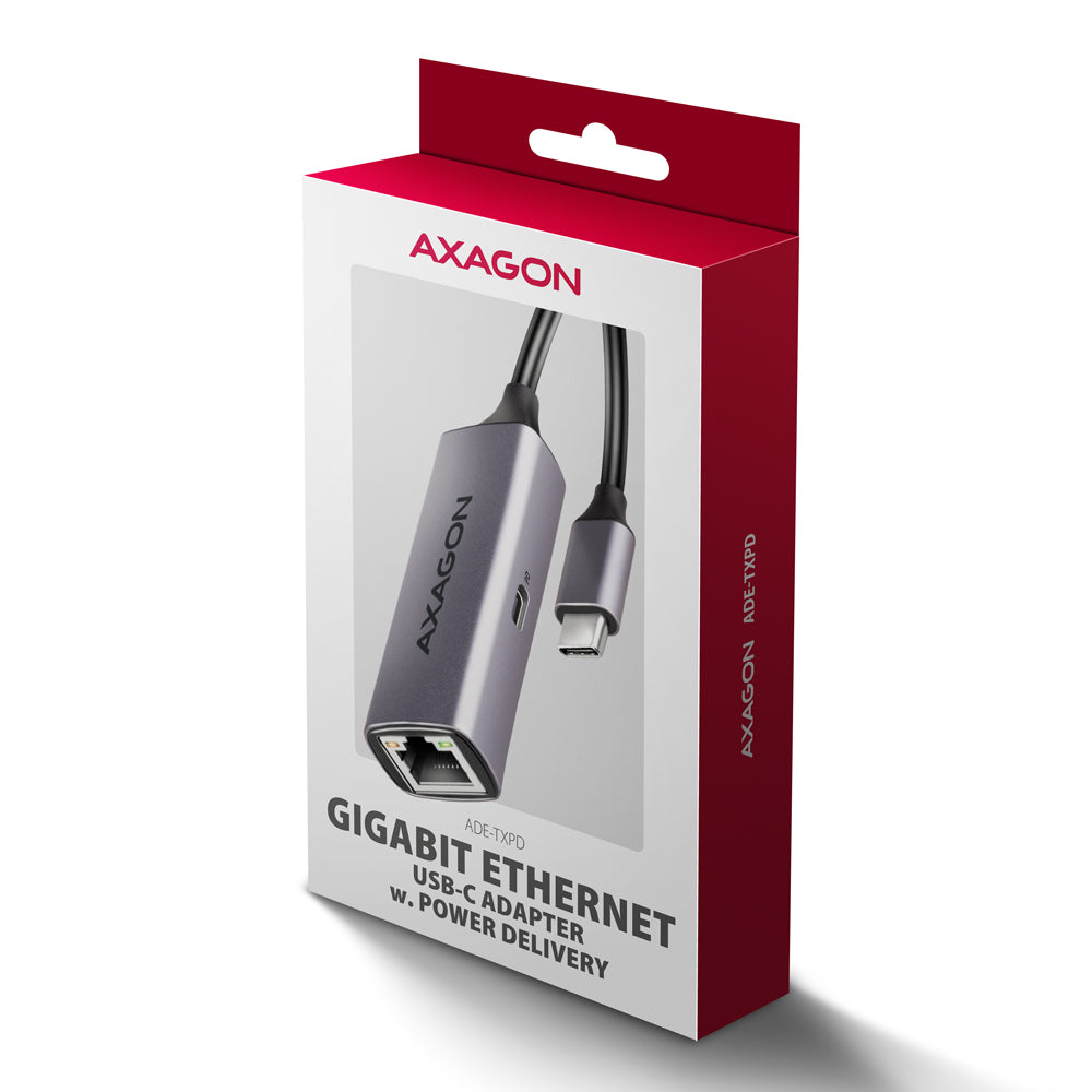 Axagon ADE-TXPD USB-C Gigabit-Ethernet-Adapter mit PD 100W