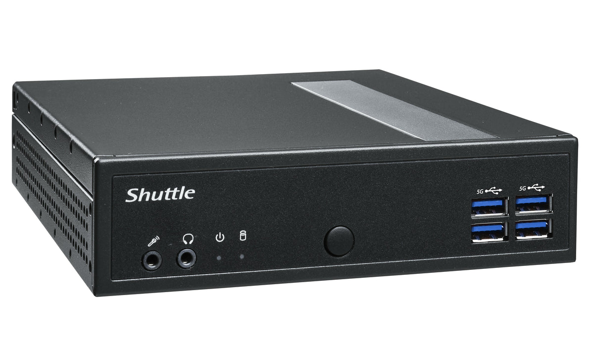 Shuttle XPC Slim SystemDL3000XA, Intel N100, 8GB RAM, 128GB SSD M.2 (NVMe), 2x LAN (2x 2.5Gbit), 2xCOM, 1xHDMI, 1xDP, 1x VGA, lüfterlos, 24/7 Dauerbetrie
