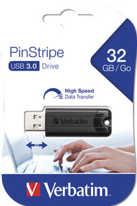 Verbatim PinStripe 3.0 - USB 3.0-Stick 32 GB  - Schwarz