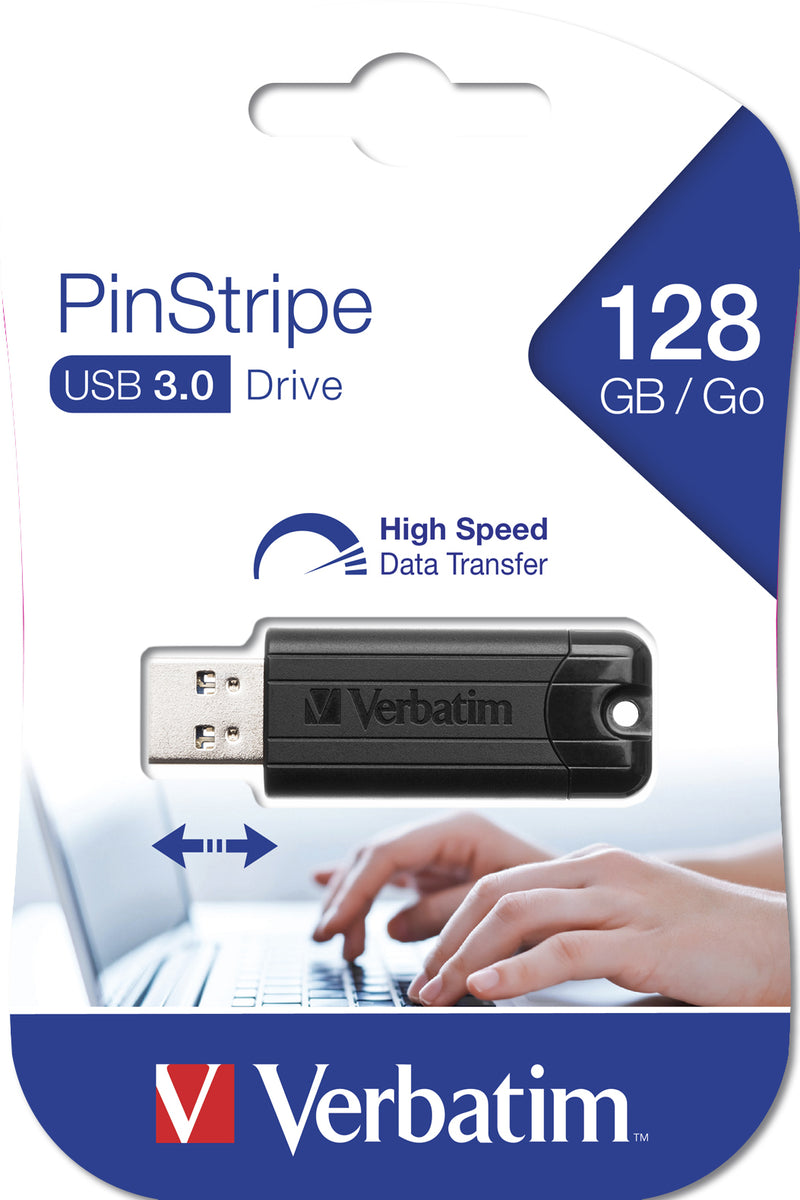 Verbatim PinStripe 3.0 - USB 3.0-Stick 128GB  - Schwarz