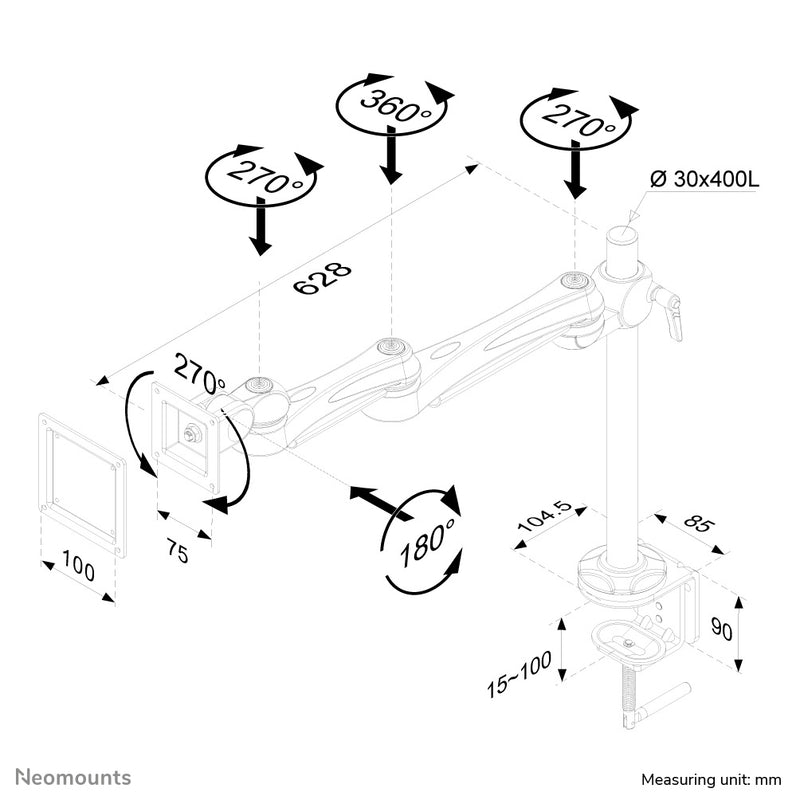 Neomounts FPMA-D930 Monitorarm 10-30"