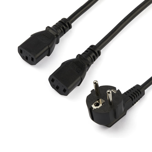 StarTech 2m C13 Power Cord Schuko to 2x Y Splitter Cable