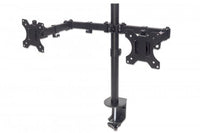 Manhattan Tischhalterung mit Monitorarm für zwei Displays, Für zwei Displays von 13" bis 32" und bis zu 8 kg, zweifach schwenkbar, schwarz