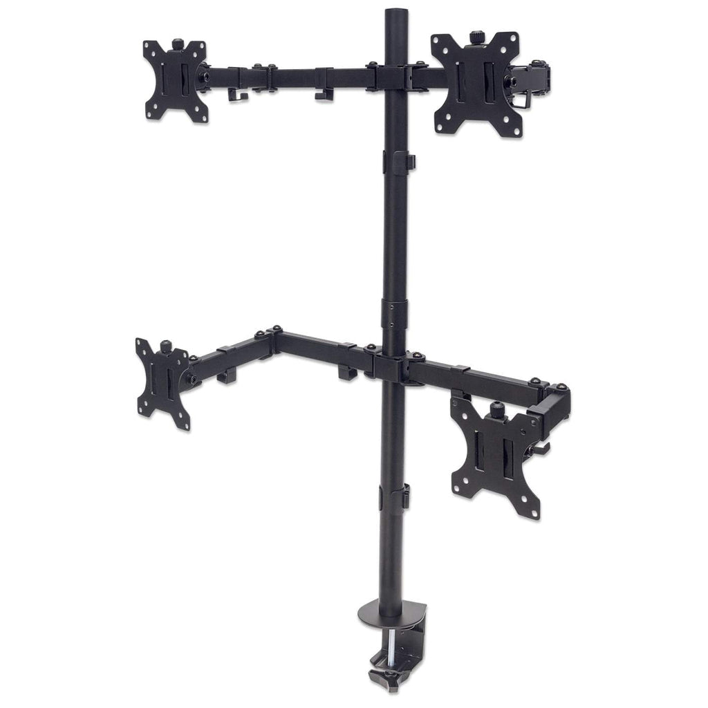 Manhattan Tischhalterung mit Monitorarm für vier Displays, Für vier Displays von 13" bis 32" und bis zu 8 kg, zweifach schwenkbar, schwarz