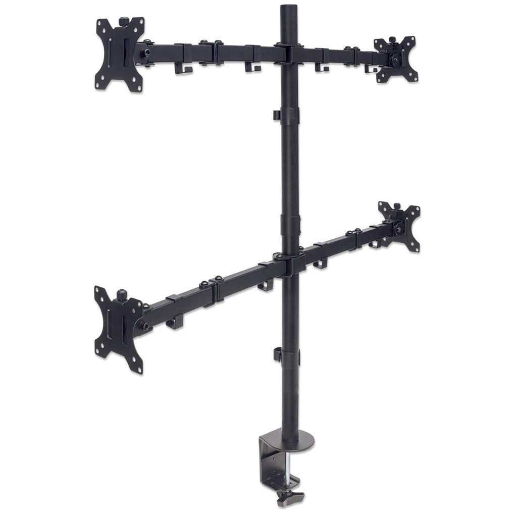 Manhattan Tischhalterung mit Monitorarm für vier Displays, Für vier Displays von 13" bis 32" und bis zu 8 kg, zweifach schwenkbar, schwarz