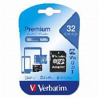 Verbatim CARD 32GB Verbatim Premium MicroHC 90MB/s +Adapter – Ansicht 3