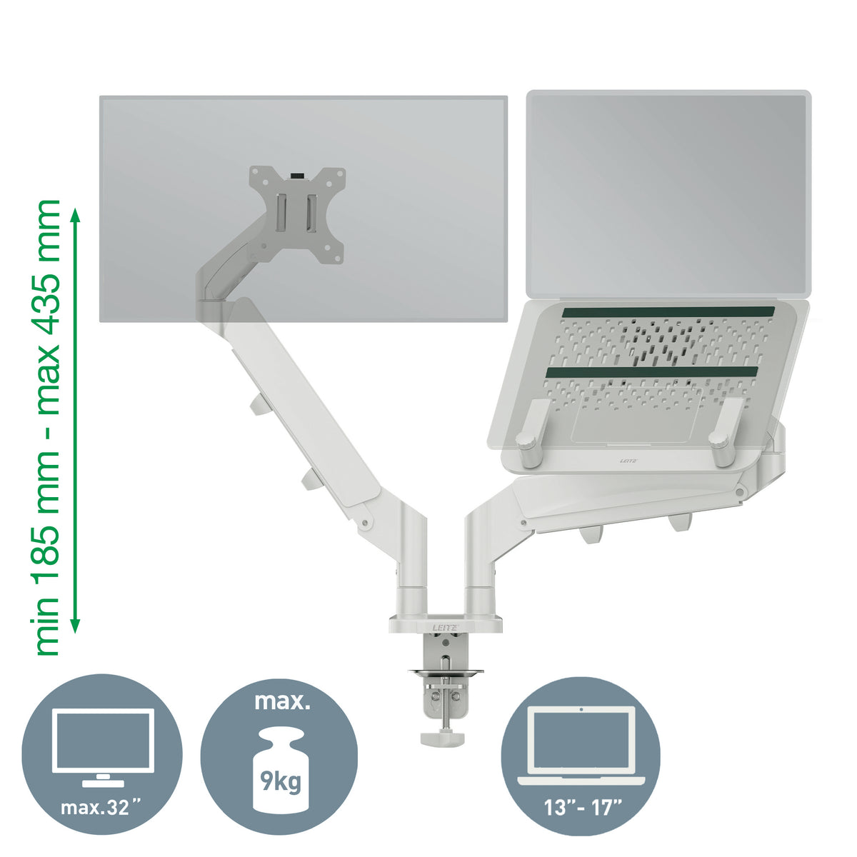 Leitz 65380085 Flachbildschirm-Tischhalterung 81,3 cm (32") Tisch/Bank Grau