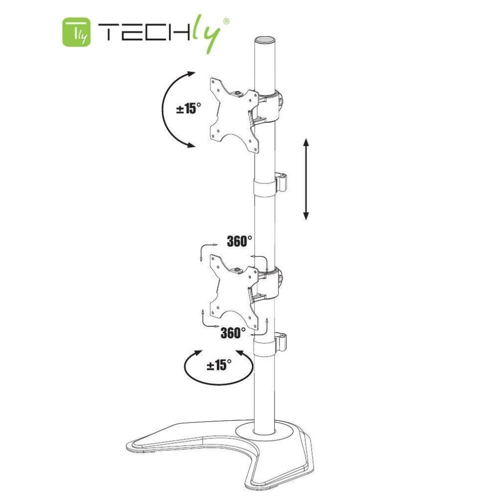 Techly ICA-LCD 2520V Flachbildschirm-Tischhalterung 68,6 cm (27") Tisch/Bank Schwarz