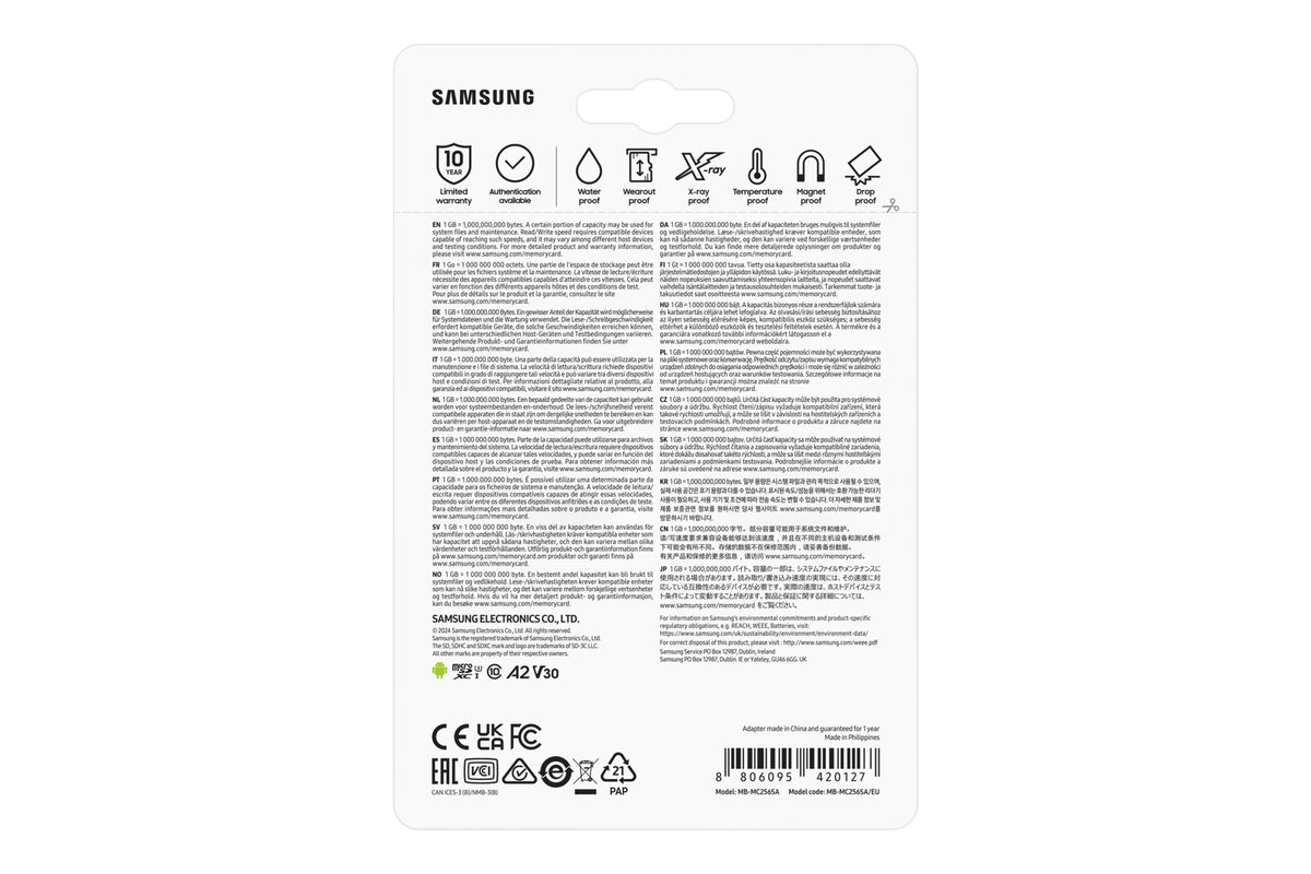 Samsung EVO Plus microSD-Speicherkarte (2024) (inkl. SD Adapter) - 256 GB