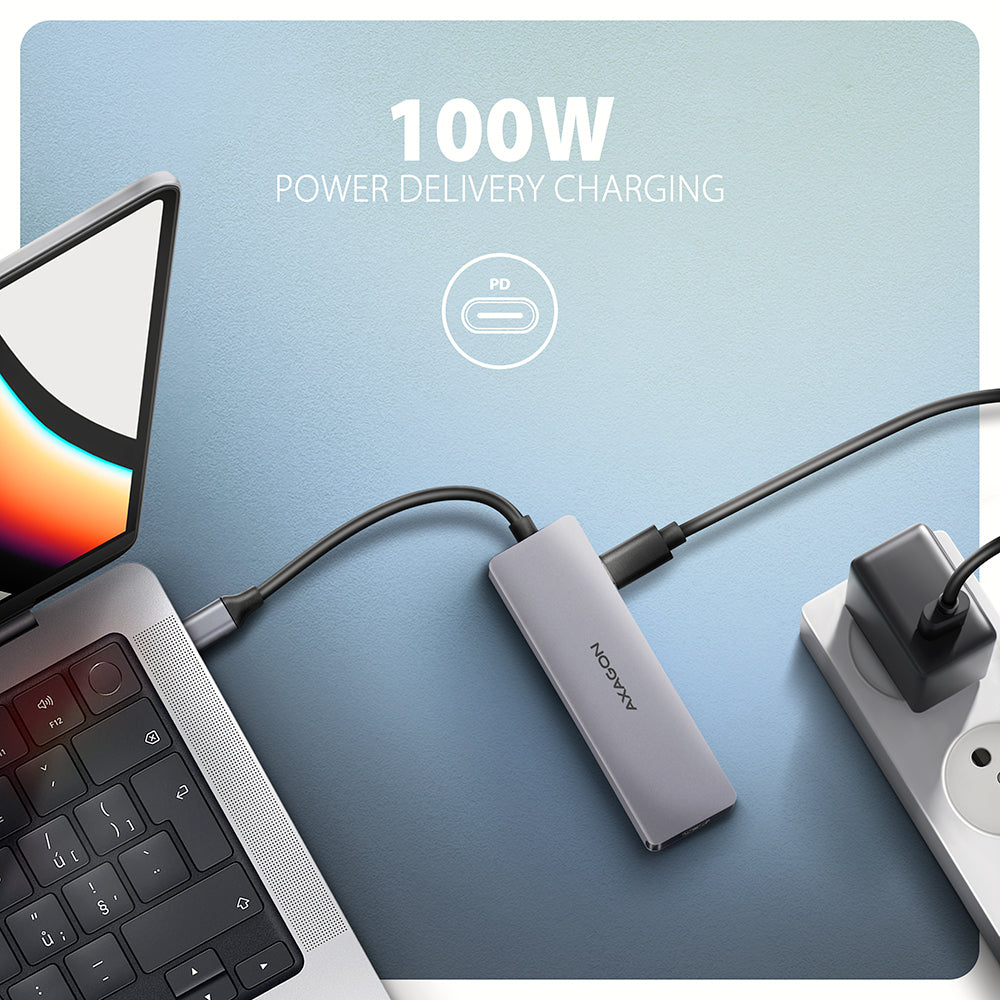 Axagon HMC-5H60 USB 5Gbps hub, 2x USB-A, 1x USB-C, HDMI 4k/60Hz, PD 100W, USB-C Kabel