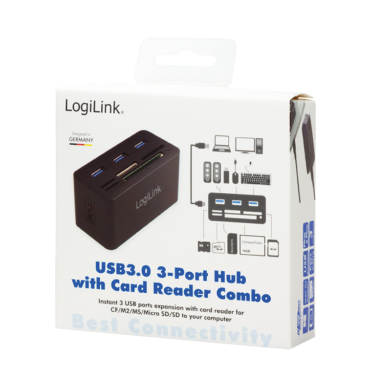 LogiLink CR0042 laptop-dockingstation & portreplikator Kabelgebunden USB 3.2 Gen 1 (3.1 Gen 1) Type-A Schwarz