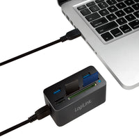 LogiLink CR0042 laptop-dockingstation & portreplikator Kabelgebunden USB 3.2 Gen 1 (3.1 Gen 1) Type-A Schwarz