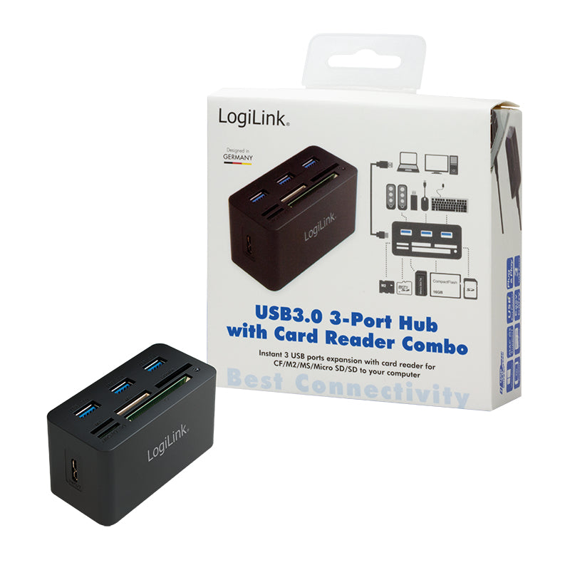 LogiLink CR0042 laptop-dockingstation & portreplikator Kabelgebunden USB 3.2 Gen 1 (3.1 Gen 1) Type-A Schwarz