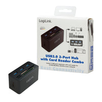LogiLink CR0042 laptop-dockingstation & portreplikator Kabelgebunden USB 3.2 Gen 1 (3.1 Gen 1) Type-A Schwarz