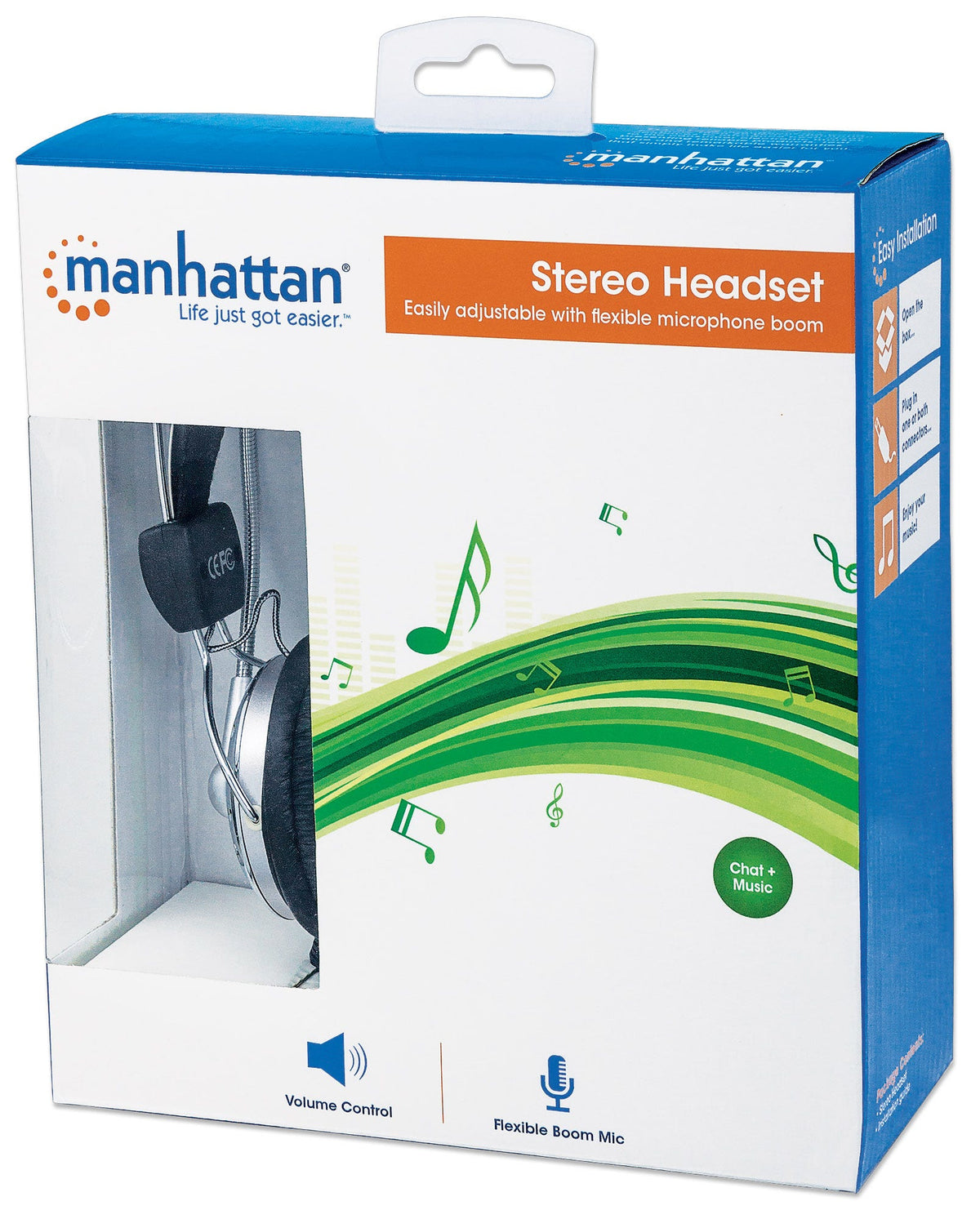 Manhattan Stereoheadset, Verstellbarer Kopfbügel und flexibles Mikrofon