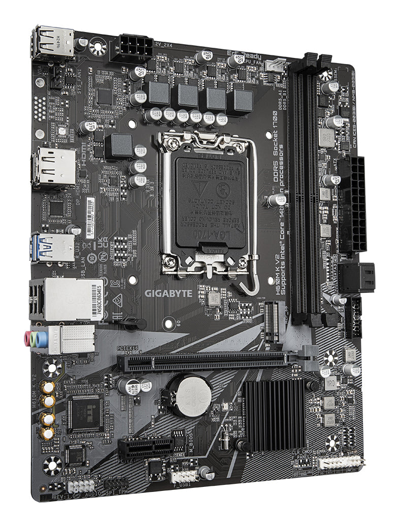 GIGABYTE H610M K V2 Mainboard – Intel Core 14. Generation CPUs, bis zu 5600 MHz DDR5, 1xPCIe 3.0 M.2, 1GbE LAN, USB 3.2 Gen 1