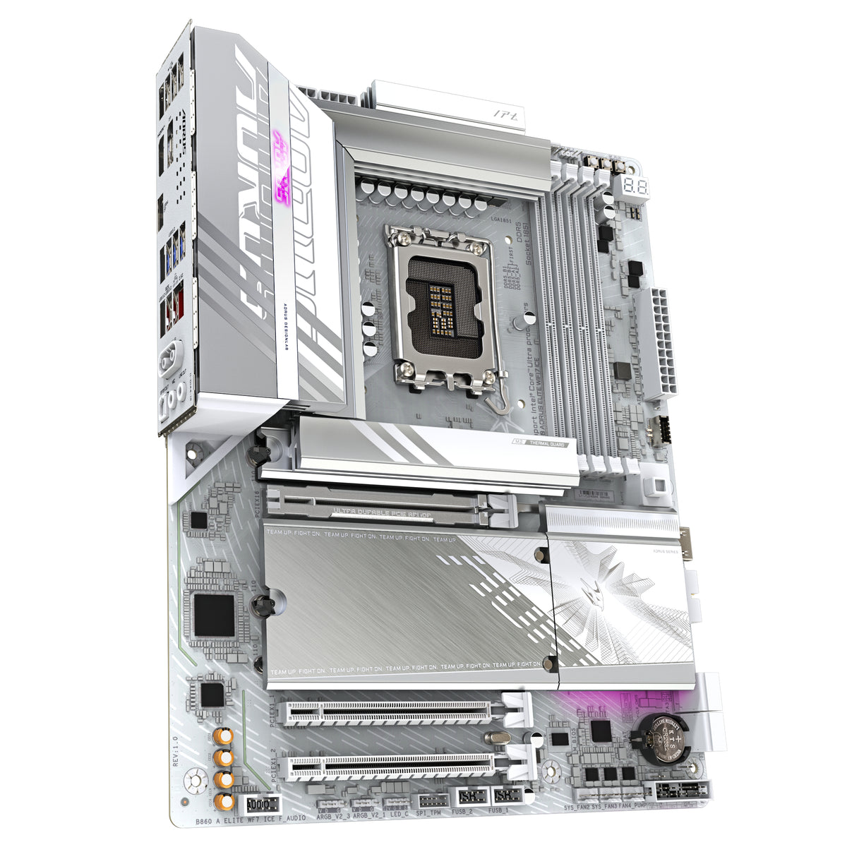 GIGABYTE B860 AORUS ELITE WIFI7 ICE Mainboard - Intel Core Ultra CPUs, 14+1+2+1 Phasen VRM, bis zu 9200MHz DDR5, 1xPCIe 5.0 + 2xPCIe 4.0 M.2, 2,5 GbE LAN, WIFI 7, USB 4